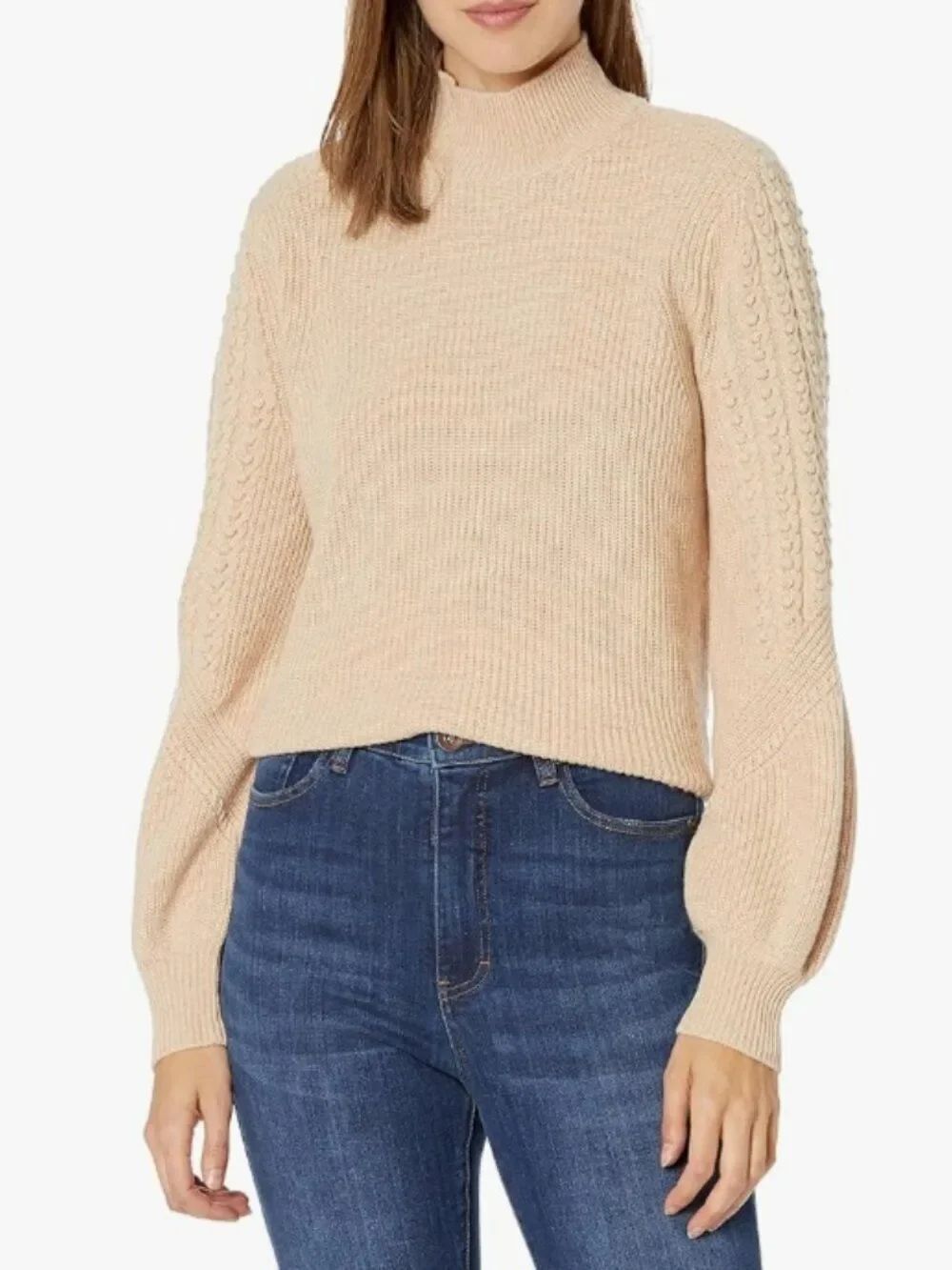 Like New! PAIGE Monica Sweater Turtleneck Wool Blend Camel Size XS